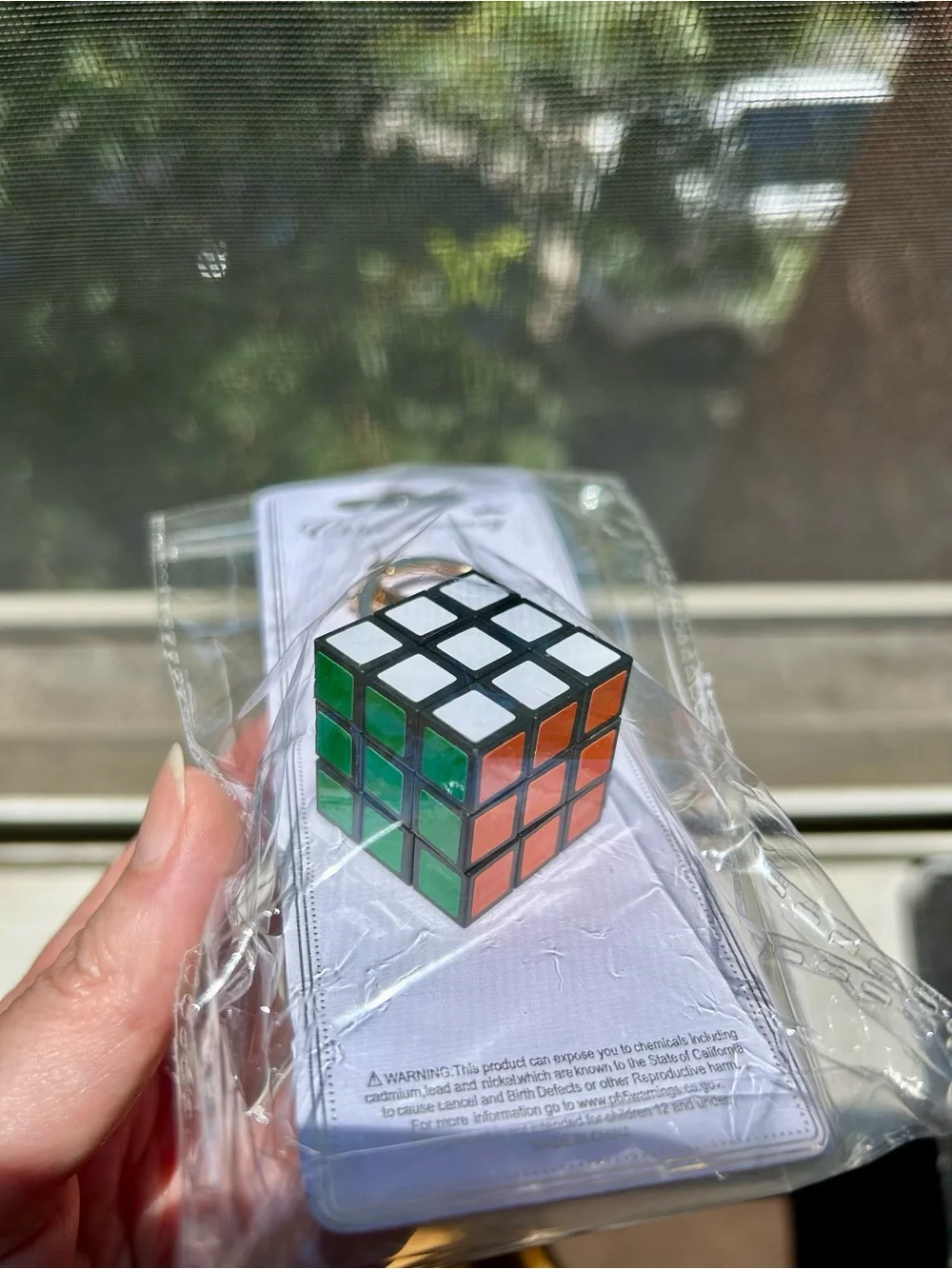 Mini Rubik’s Cube Keychain, Purse Charm, Colorful, Gold Tone, Fun